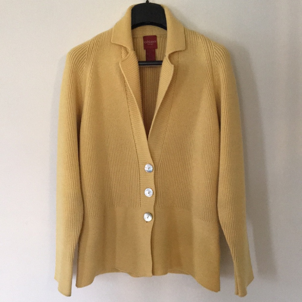 Olsen Europe Merino Wool Button Cardigan